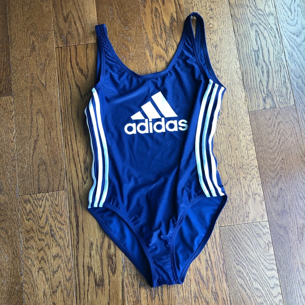 Adidas one piece blue swimsuit open back NWT